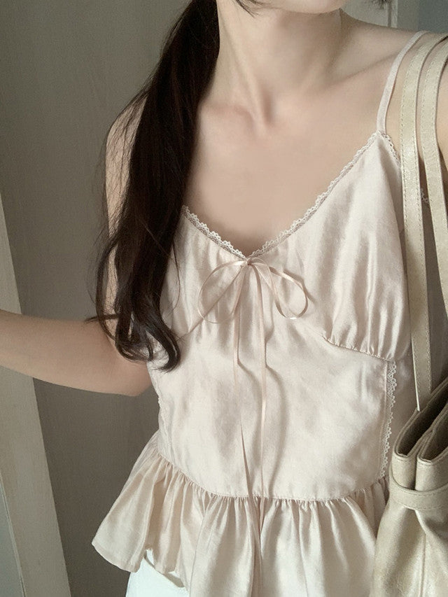 peach sleeveless blouse(2 colors)