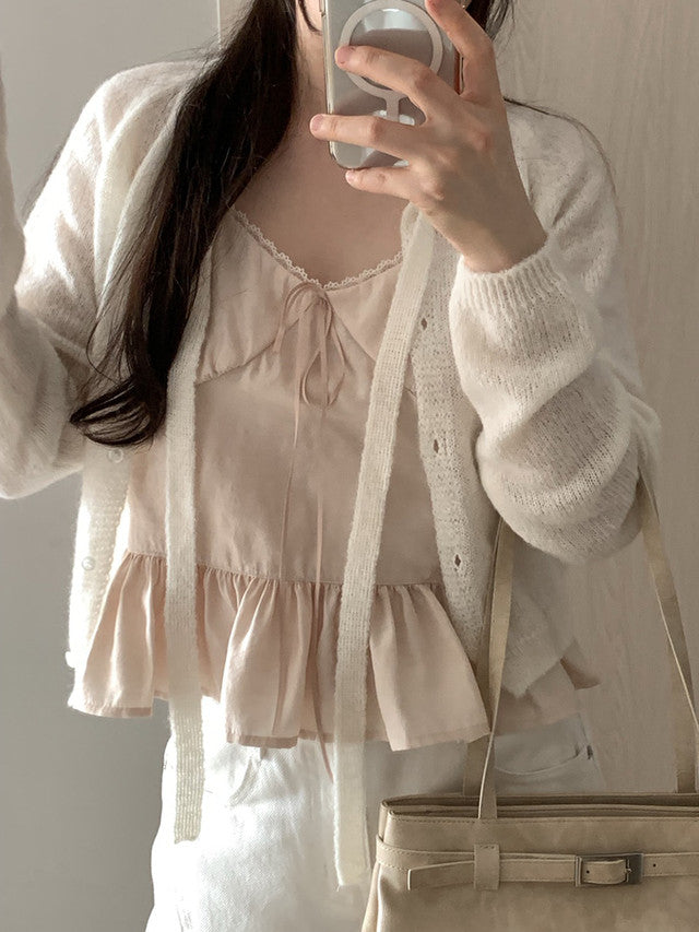 peach sleeveless blouse(2 colors)