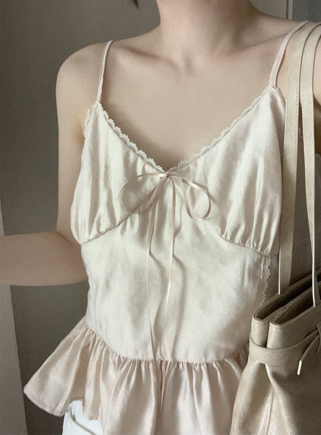 peach sleeveless blouse(2 colors)