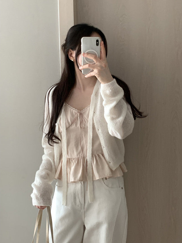 peach sleeveless blouse(2 colors)