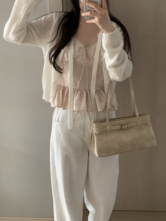 peach sleeveless blouse(2 colors)