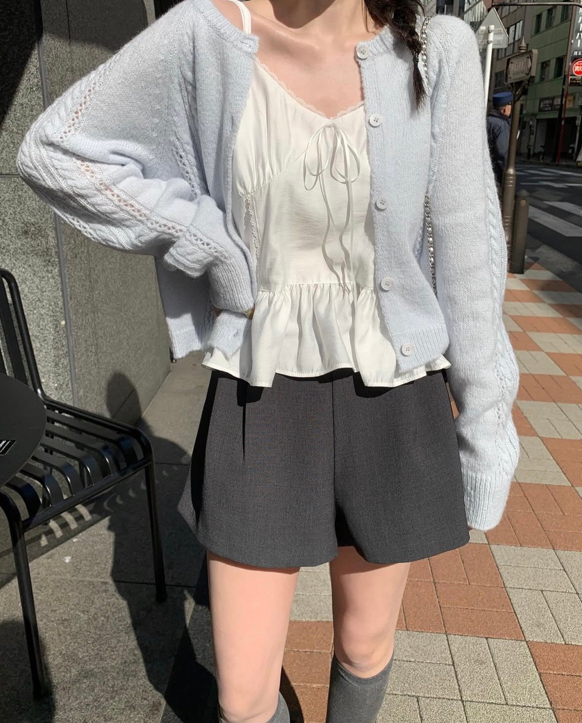 peach sleeveless blouse(2 colors)