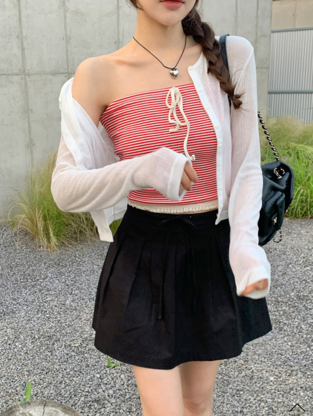 Lyden stripe lace top