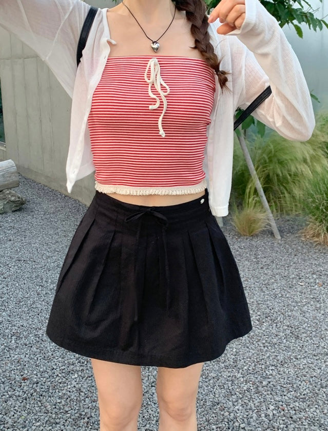 Lyden stripe lace top