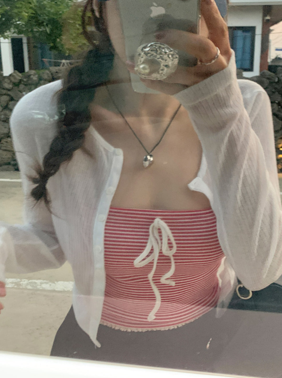 Lyden stripe lace top